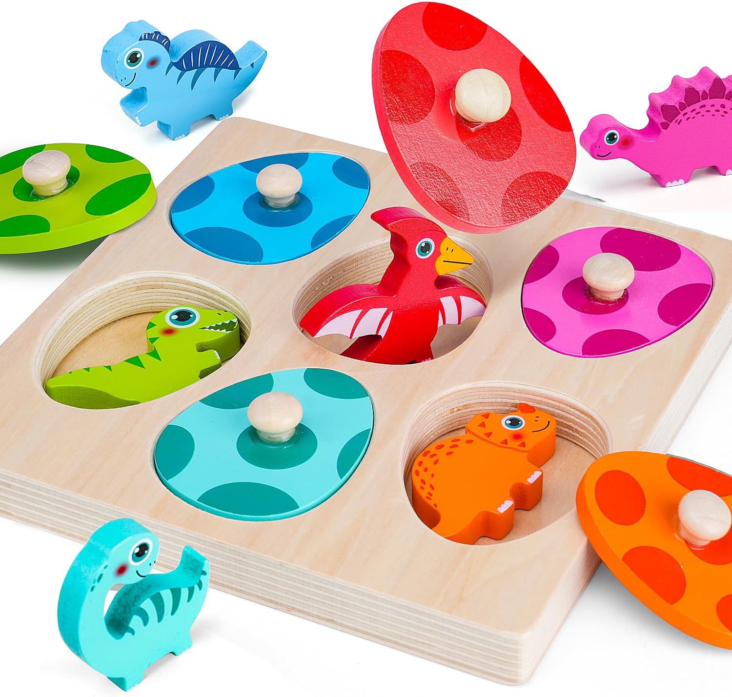 Woodworking Kids Toys - Puzzle dinosaure en bois, jouets Montessori